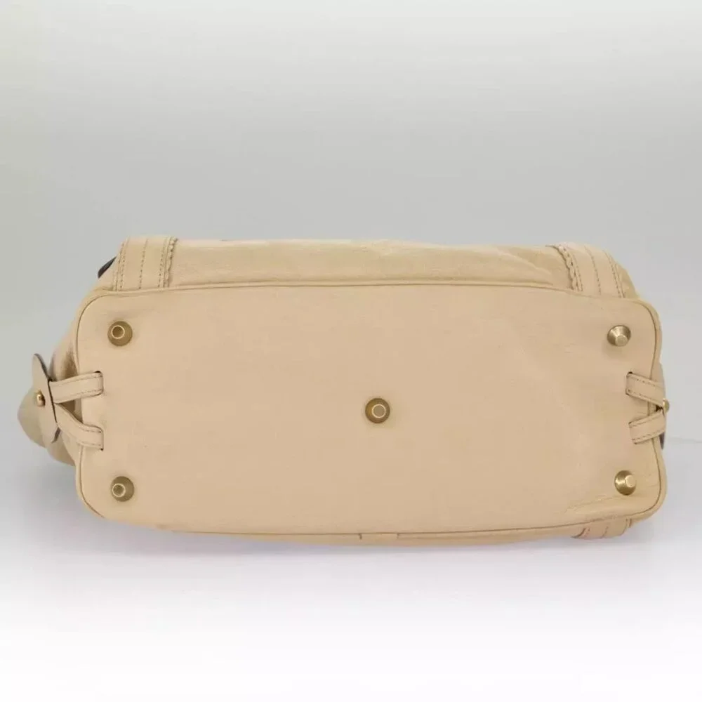Chloe Tote Bag Leather Beige Gold Auth - Picture 9 of 16
